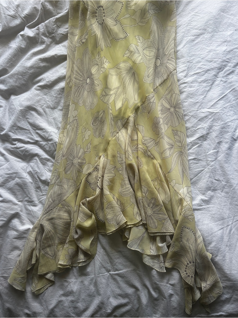 Free People Small Size 4 Light Yellow/Green Floral Dress - Picture 5 of 6